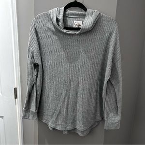 Chaser Gray Waffle Knit Hooded Top-Lg